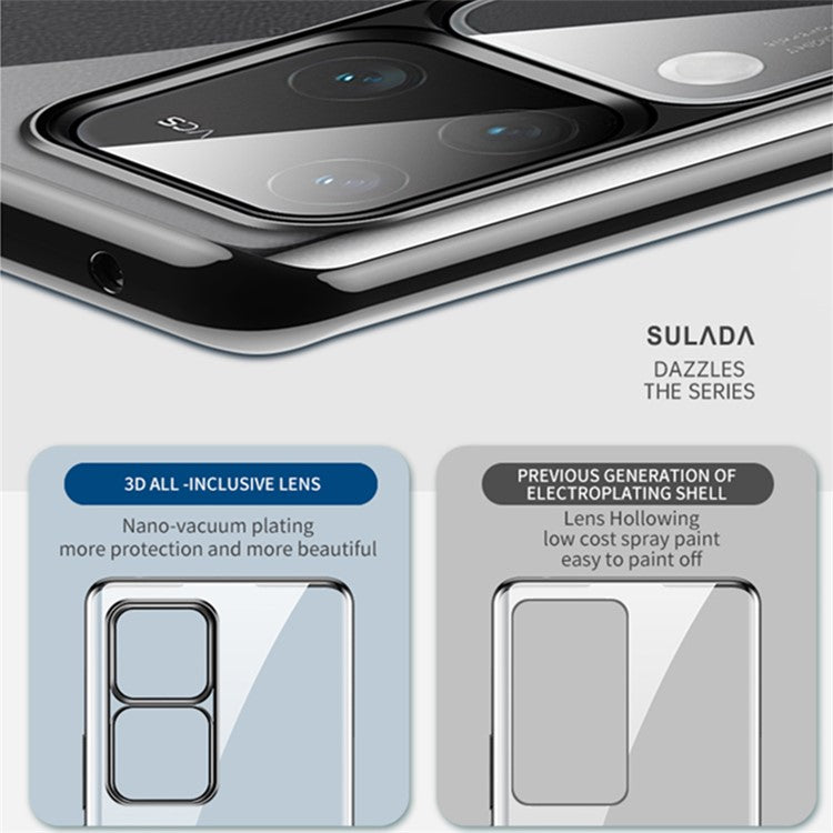 SULADA For vivo S18 5G Clear Case Ultra-Thin Electroplating TPU Phone Cover - Silver