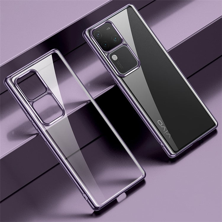 SULADA For vivo S18 5G Clear Case Ultra-Thin Electroplating TPU Phone Cover - Purple