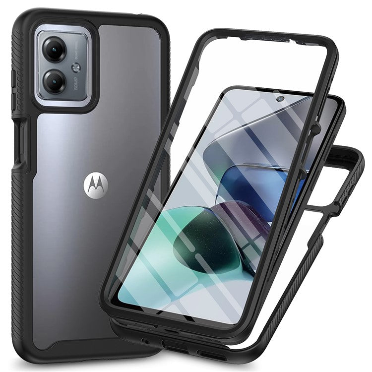 For Motorola Moto G54 5G Phone Case with PET Screen Protector Full Protection Cover - Black