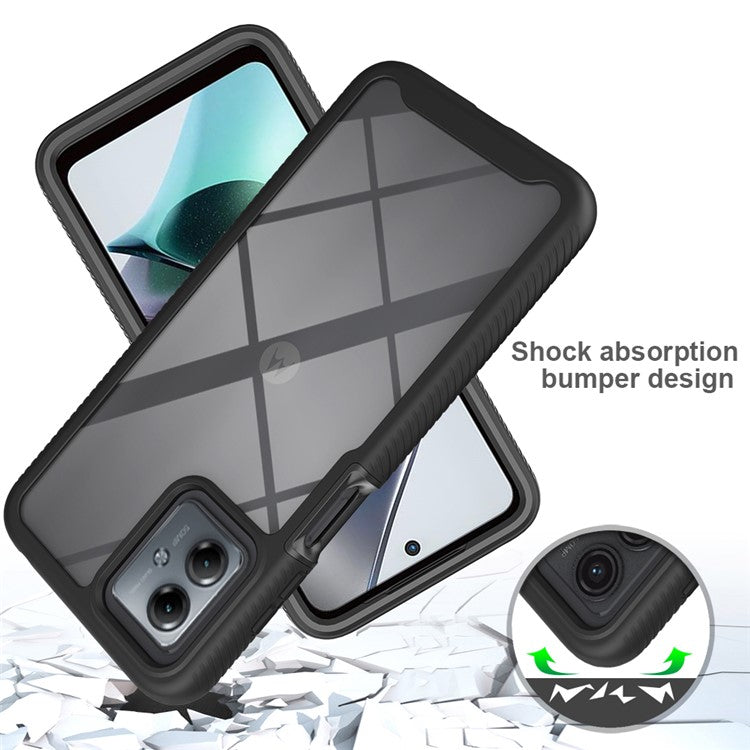 For Motorola Moto G54 5G Phone Case with PET Screen Protector Full Protection Cover - Black