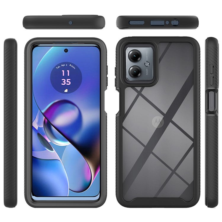 For Motorola Moto G54 5G Phone Case with PET Screen Protector Full Protection Cover - Black