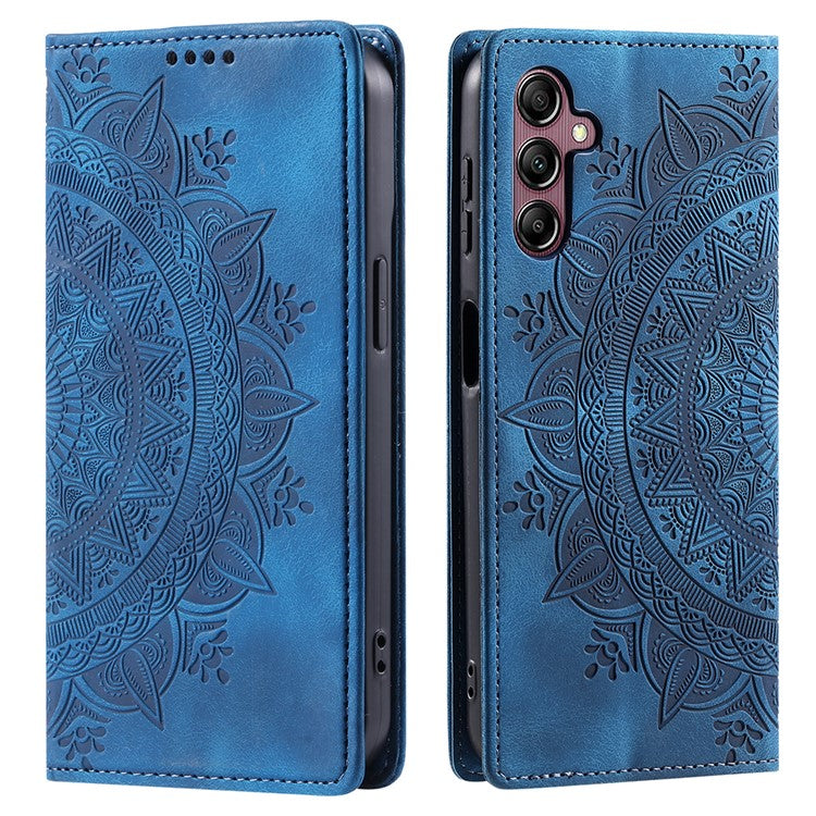 For Samsung Galaxy A55 5G Leather Case Mandala Flower Wallet Phone Cover - Blue