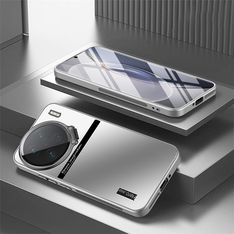 For vivo X90 5G / X90s 5G Case TPU+PC Lens Kickstand Cover with Anti-slip Strips - Silver