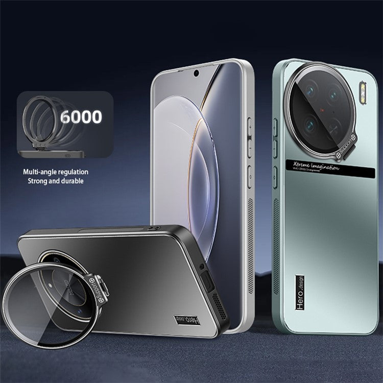 For vivo X90 5G / X90s 5G Case TPU+PC Lens Kickstand Cover with Anti-slip Strips - Silver