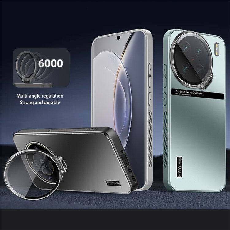 For vivo X90 Pro 5G Case Slim-Fit TPU+PC Cover with Lens Kickstand - Black