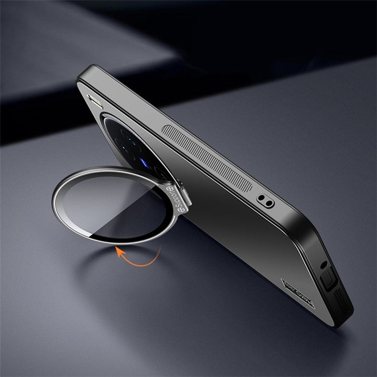 For vivo X100 5G Slim-Fit Case TPU+PC Phone Cover Zinc Alloy Kickstand Phone Shell - Silver