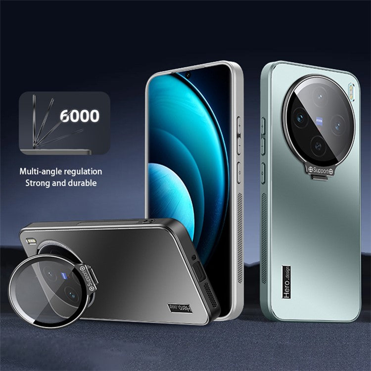 For vivo X100 Pro 5G Mobile Phone Case Anti-Drop TPU+PC Phone Kickstand Cover - Cyan