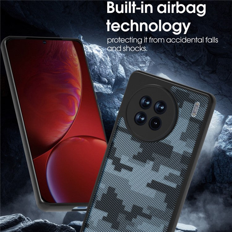 IBMRS For vivo X90 5G Case Airbag Protection TPU+PC Phone Protector  - Grid Camouflage