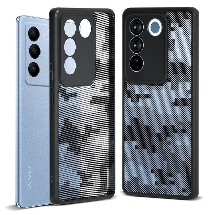 IBMRS For vivo S16 / S16 Pro / V27 5G / V27 Pro 5G Phone Case TPU+PC Hybrid Non-Slip Cover - Grid Camouflage