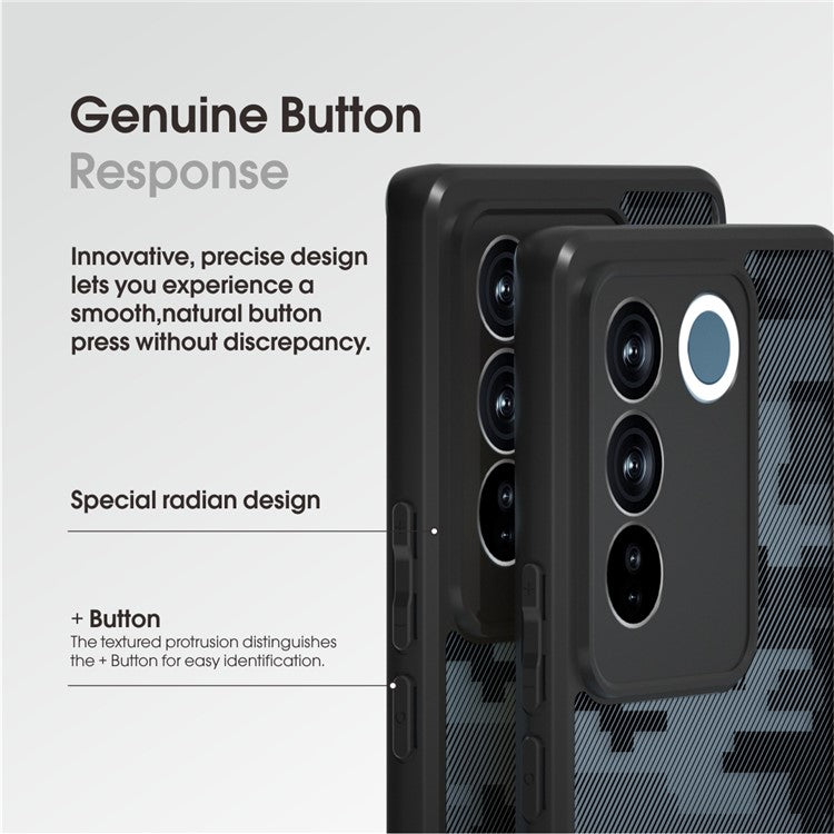 IBMRS For vivo S16 / S16 Pro / V27 5G / V27 Pro 5G Phone Case TPU+PC Hybrid Non-Slip Cover - Grid Camouflage