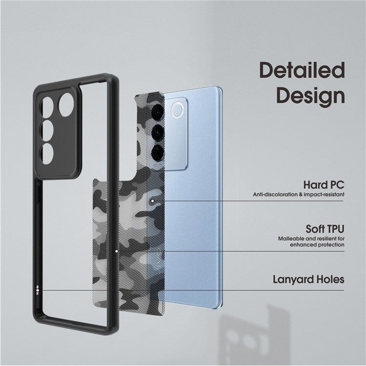 IBMRS For vivo S16 / S16 Pro / V27 5G / V27 Pro 5G Phone Case TPU+PC Hybrid Non-Slip Cover - Artistic Camouflage