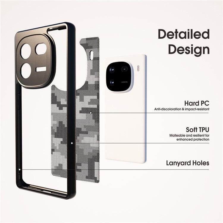 IBMRS For vivo iQOO 12 Pro 5G Case Airbag Protection Precise Lens Cutout Back Shell - Grid Camouflage