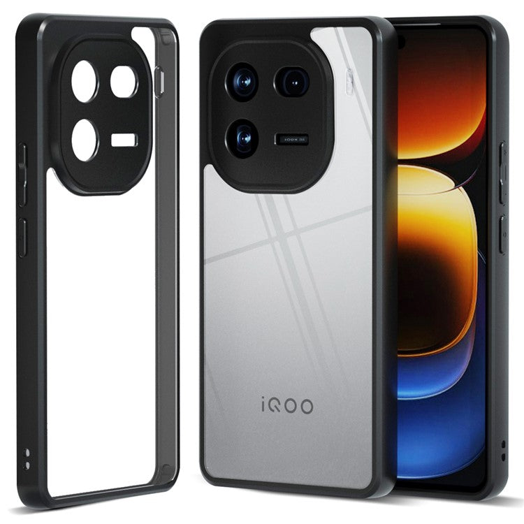 IBMRS For vivo iQOO 12 5G Cell Phone Cases TPU+PC Scratch-proof Shell - Transparent Black