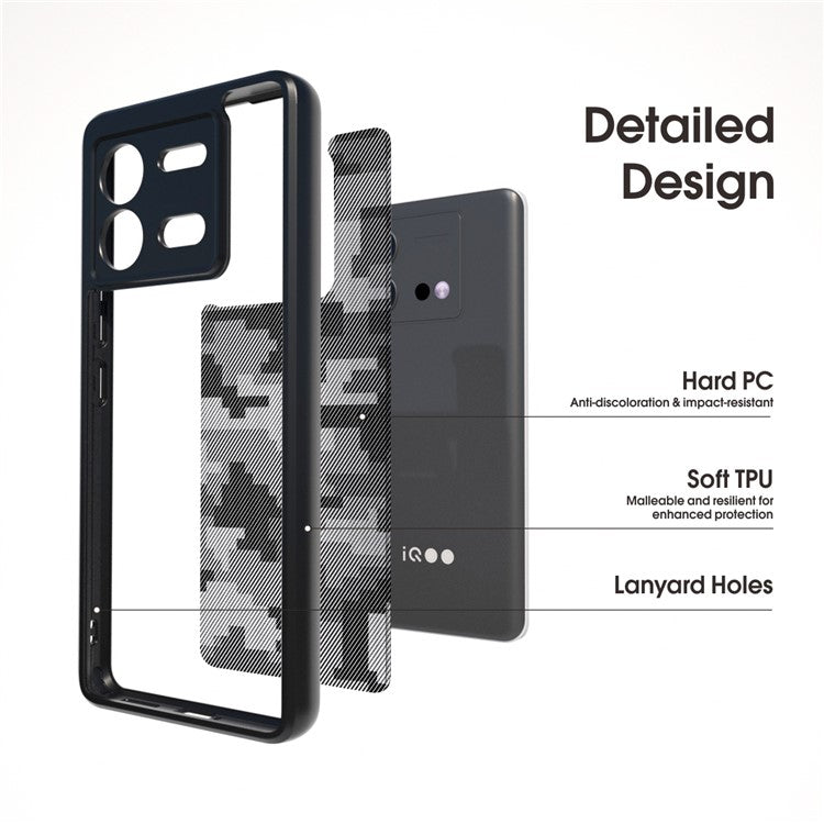 IBMRS For vivo iQOO Neo8 5G / Neo8 Pro 5G Back Case Precise Cutout Camera Protection Phone Shell - Grid Camouflage