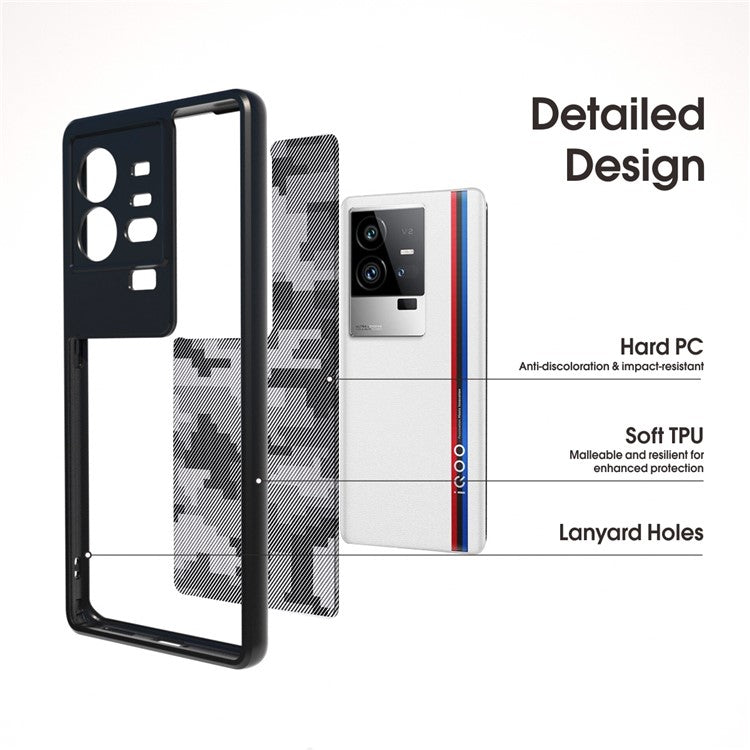 IBMRS For vivo iQOO 11 Pro 5G Case Impact Protection TPU+PC Phone Cover - Grid Camouflage