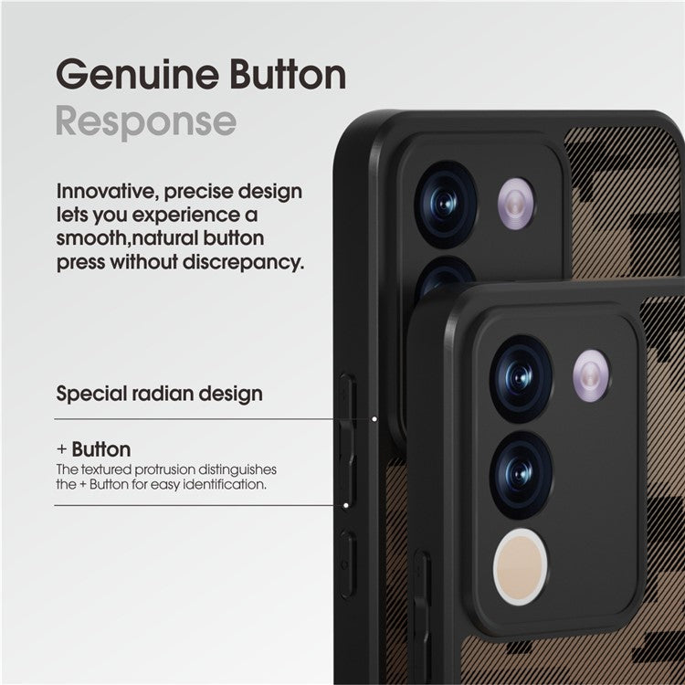 IBMRS Phone Case for vivo V29e (Global) 5G / Y200 4G Shell TPU+PC Scratch-proof Cover - Grid Camouflage