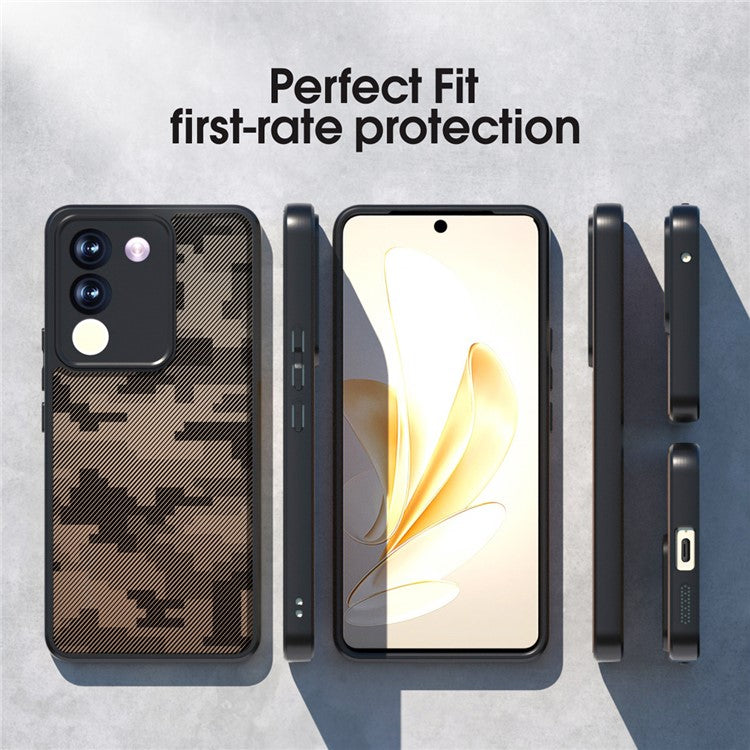 IBMRS Phone Case for vivo V29e (Global) 5G / Y200 4G Shell TPU+PC Scratch-proof Cover - Grid Camouflage