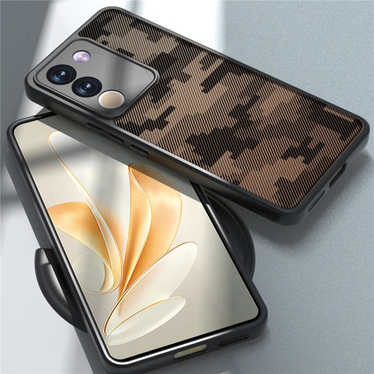 IBMRS Phone Case for vivo V29e (Global) 5G / Y200 4G Shell TPU+PC Scratch-proof Cover - Grid Camouflage