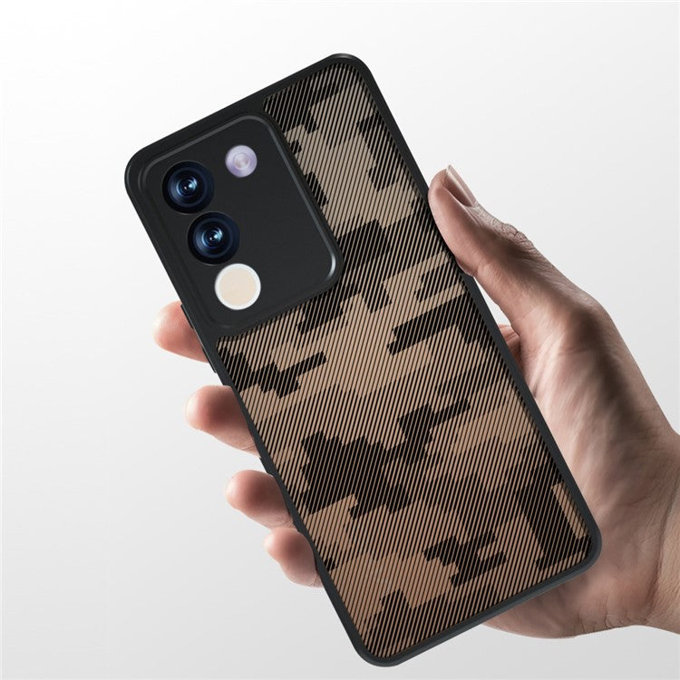 IBMRS Phone Case for vivo V29e (Global) 5G / Y200 4G Shell TPU+PC Scratch-proof Cover - Grid Camouflage