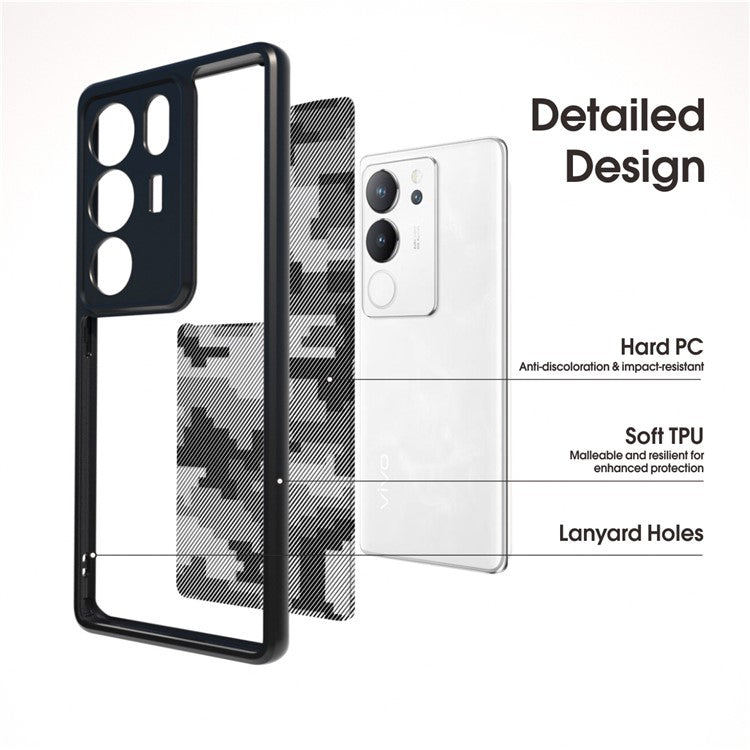 IBMRS For vivo S17 Pro 5G / S17 5G / V29 5G / V29 Pro 5G Case PC+TPU Precise Camera Cutouts Cover  - Grid Camouflage