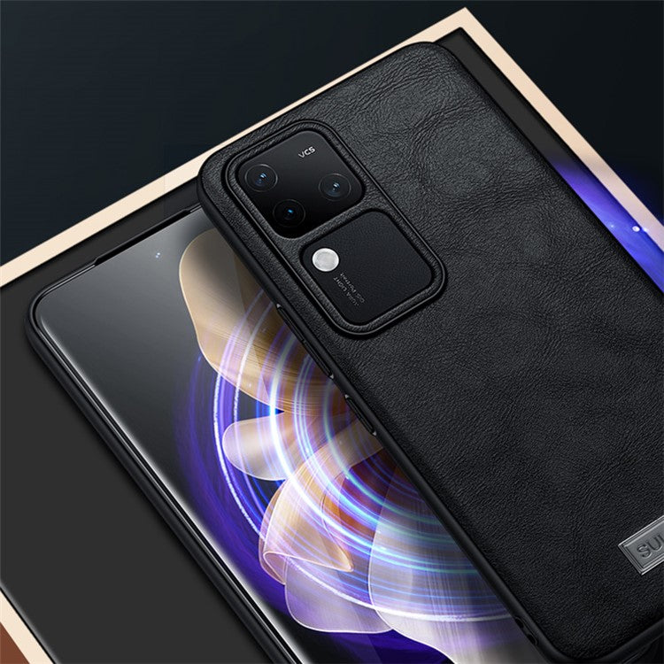 SULADA For vivo S17 5G Case PU Leather+TPU+PC Protective Phone Cover - Black