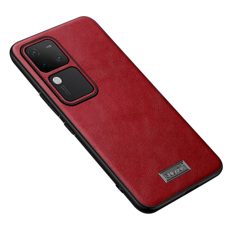 SULADA For vivo S18 5G Phone Case Leather Coated TPU+PC Back Cover - Red