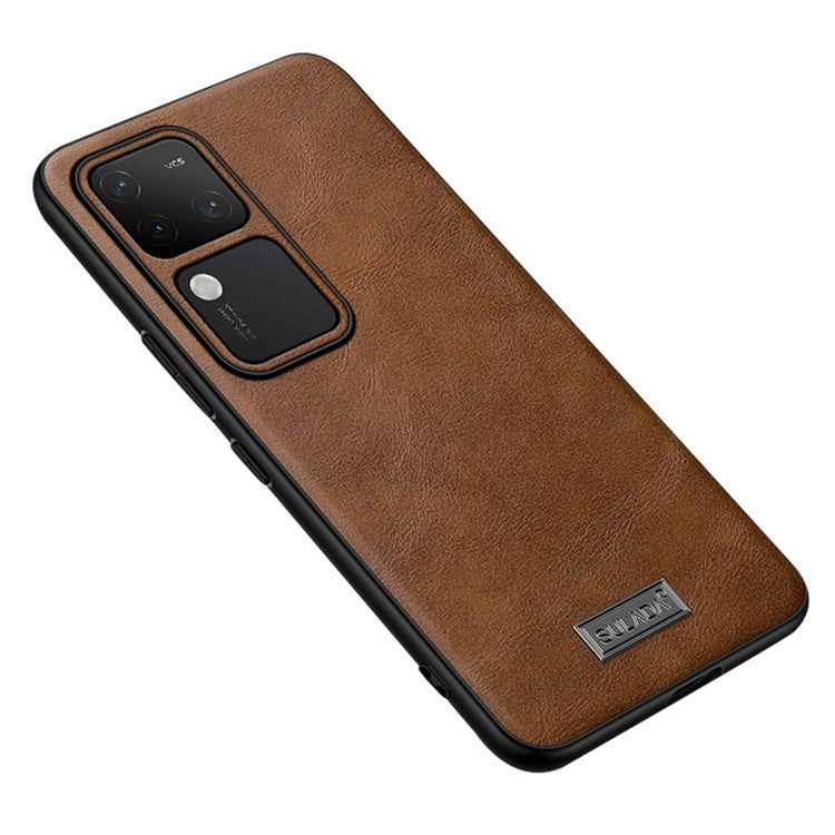 SULADA For vivo S18 5G Phone Case Leather Coated TPU+PC Back Cover - Brown