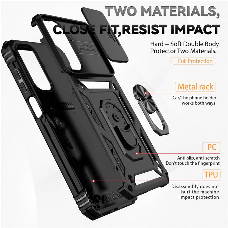 For Samsung Galaxy A55 5G Case Combo PC+TPU Kickstand Anti-Drop Phone Cover - Black