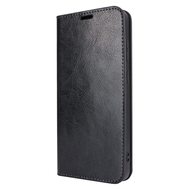 For Samsung Galaxy S24 Split Leather Case Crazy Horse Texture Wallet Flip Cover - Black