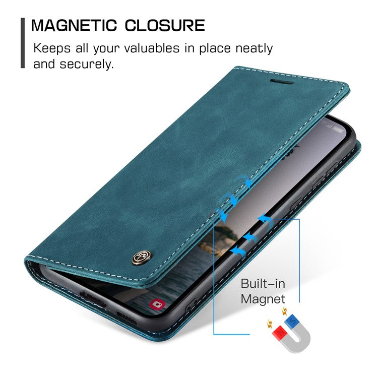 CASEME 013 Series For Samsung Galaxy A55 5G Case PU Leather Stand View Business Phone Cover - Blue