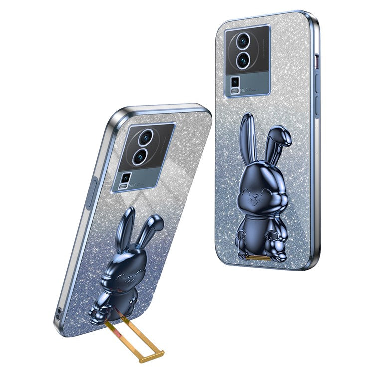 For vivo iQOO Neo7 5G Cartoon Rabbit Protective Case Mobile Phone Cover with Kickstand - Blue