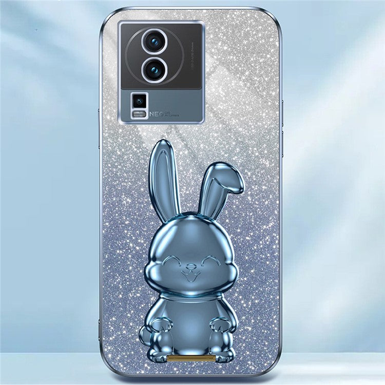 For vivo iQOO Neo7 5G Cartoon Rabbit Protective Case Mobile Phone Cover with Kickstand - Blue