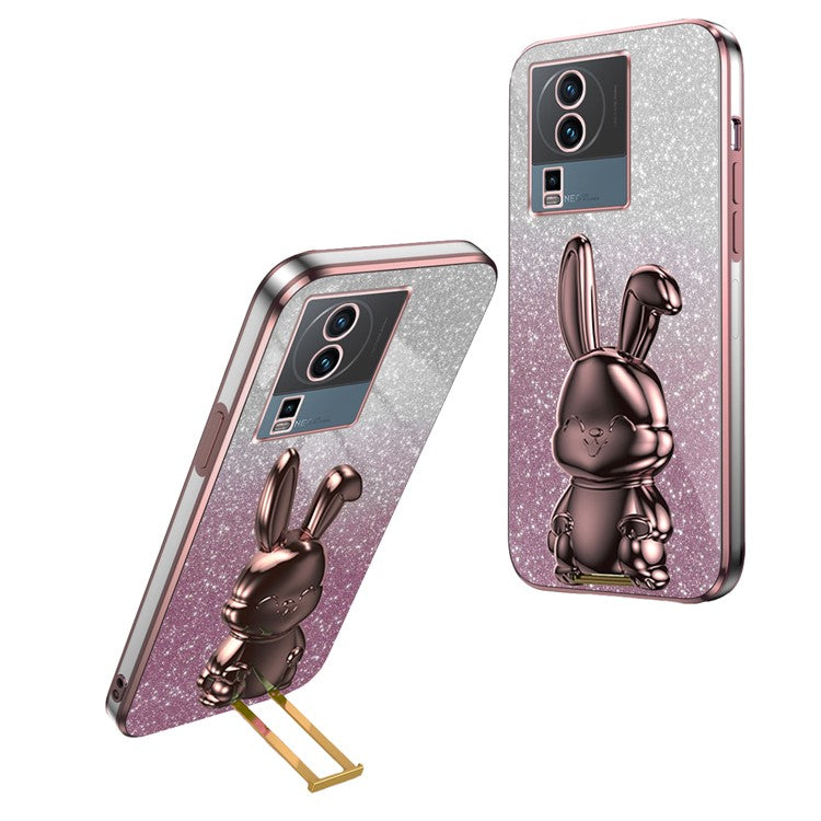 For vivo iQOO Neo7 5G Cartoon Rabbit Protective Case Mobile Phone Cover with Kickstand - Pink