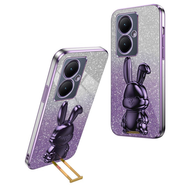 For vivo Y35+ 5G / Y35m+ 5G / Y27 4G Kickstand Case Rabbit Design Shockproof Phone Cover - Purple