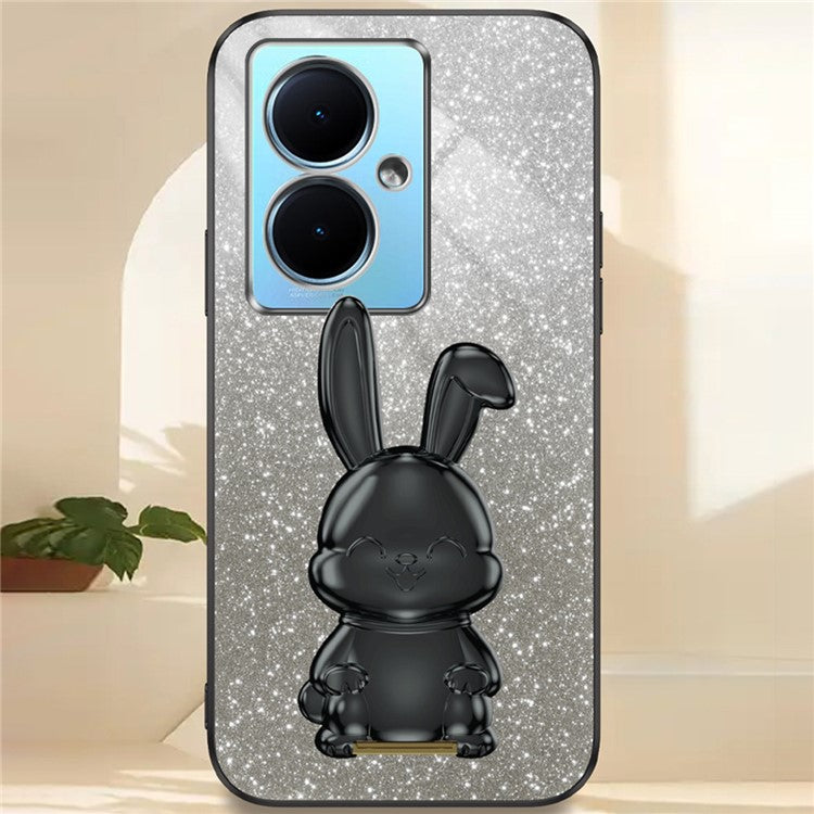 For vivo Y78+ 5G / Y78 5G / V29 Lite 5G Shockproof Case Rabbit Design Kickstand Phone Cover - Black