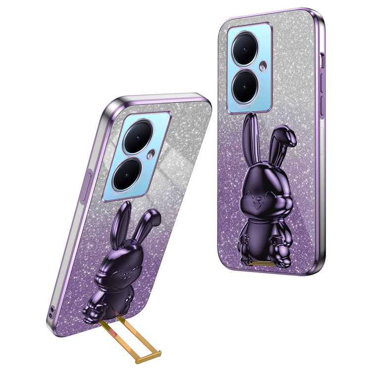 For vivo Y78+ 5G / Y78 5G / V29 Lite 5G Shockproof Case Rabbit Design Kickstand Phone Cover - Purple