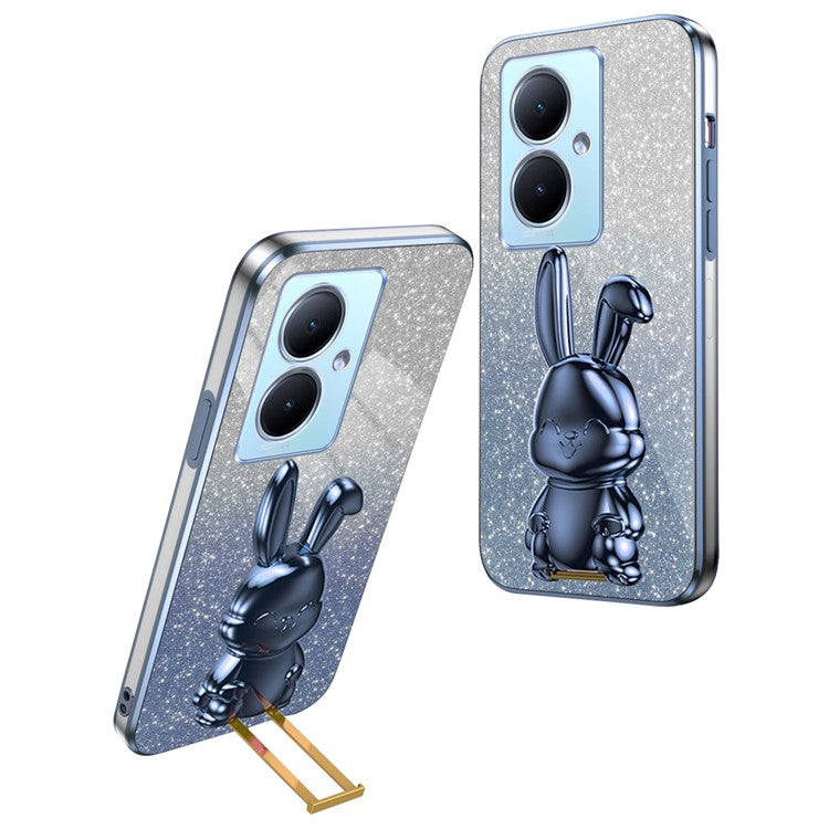 For vivo Y78+ 5G / Y78 5G / V29 Lite 5G Shockproof Case Rabbit Design Kickstand Phone Cover - Blue