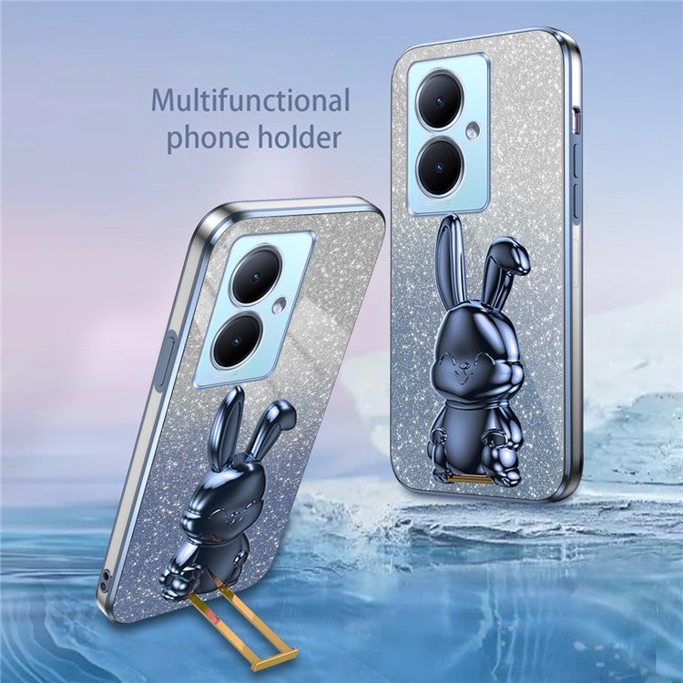 For vivo Y78+ 5G / Y78 5G / V29 Lite 5G Shockproof Case Rabbit Design Kickstand Phone Cover - Blue