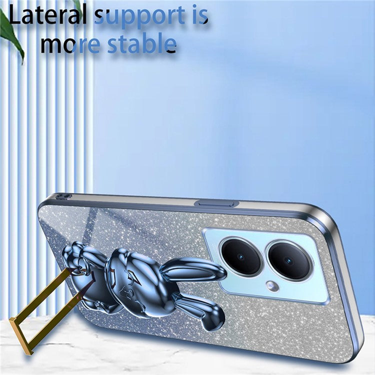 For vivo Y78+ 5G / Y78 5G / V29 Lite 5G Shockproof Case Rabbit Design Kickstand Phone Cover - Blue