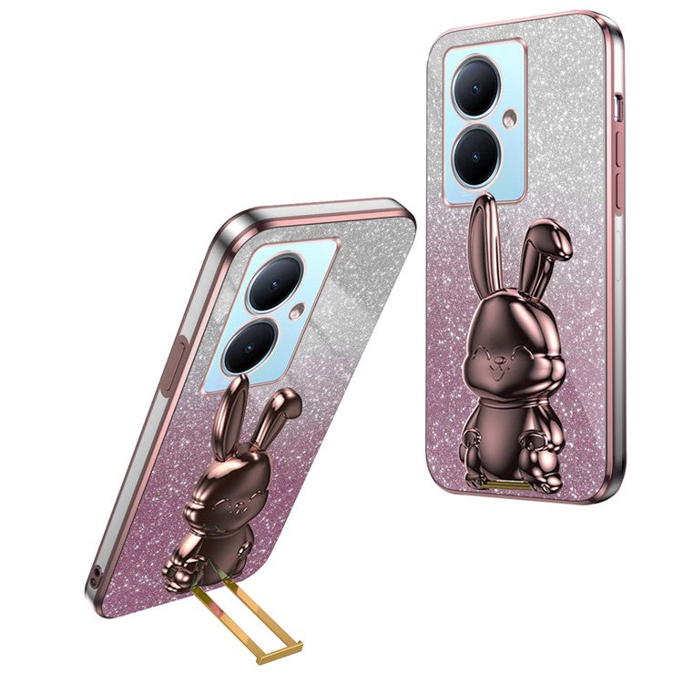 For vivo Y78+ 5G / Y78 5G / V29 Lite 5G Shockproof Case Rabbit Design Kickstand Phone Cover - Pink