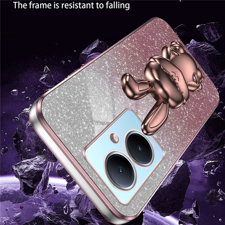 For vivo Y78+ 5G / Y78 5G / V29 Lite 5G Shockproof Case Rabbit Design Kickstand Phone Cover - Pink