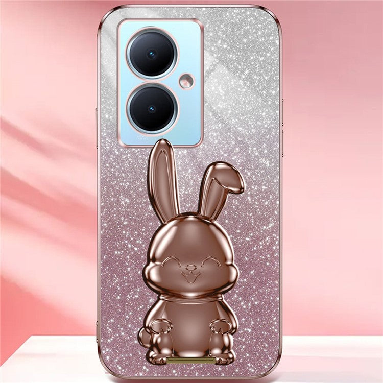 For vivo Y78+ 5G / Y78 5G / V29 Lite 5G Shockproof Case Rabbit Design Kickstand Phone Cover - Pink