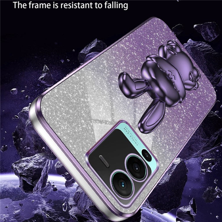 Rabbit Design Kickstand Case for vivo S15 5G Protective Phone Cover - Purple