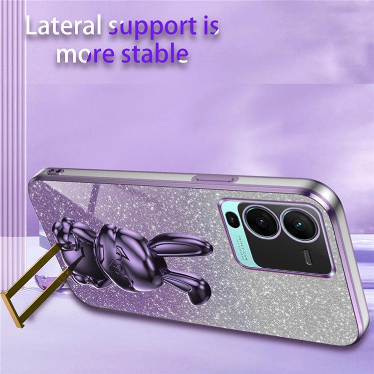 Rabbit Design Kickstand Case for vivo S15 5G Protective Phone Cover - Purple