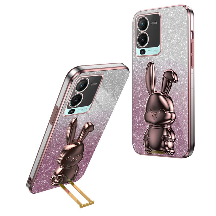 Rabbit Design Kickstand Case for vivo S15 5G Protective Phone Cover - Pink