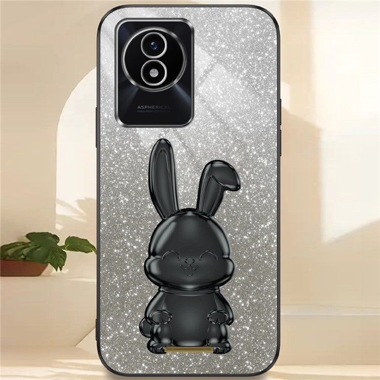 TPU+PC Case for vivo Y11 (2023) Rabbit Design Protective Phone Cover with Kickstand - Black