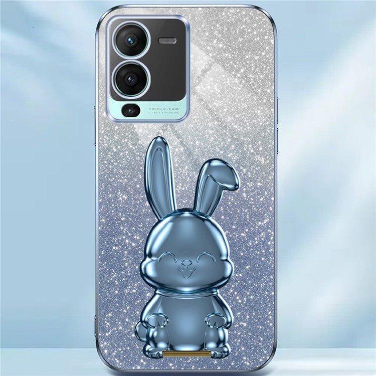 For vivo S15 Pro 5G Kickstand Case Rabbit Design Slim PC+TPU Phone Cover - Blue