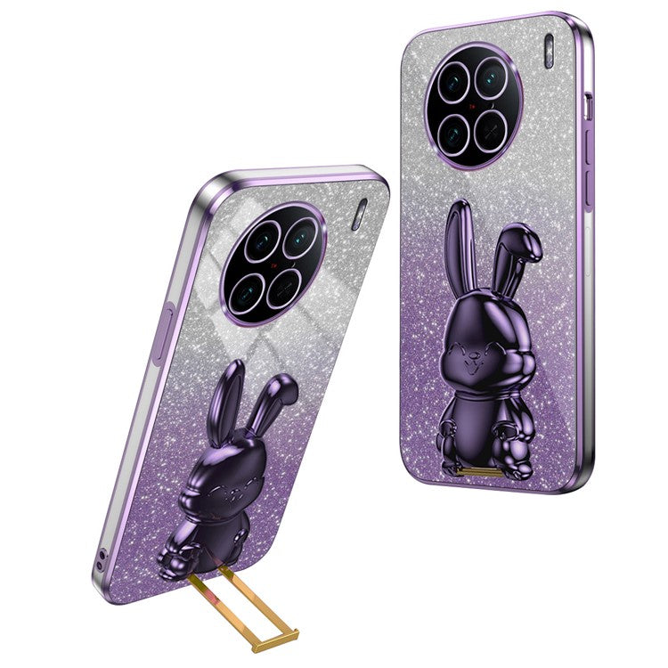 For vivo X90 Pro 5G Slim Case Rabbit Design PC+TPU Kickstand Phone Shell - Purple