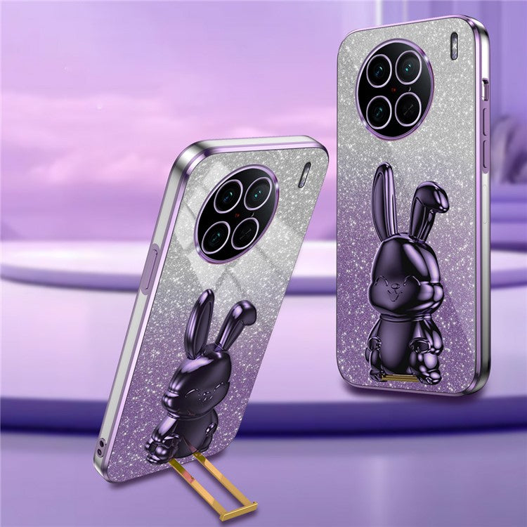 For vivo X90 Pro 5G Slim Case Rabbit Design PC+TPU Kickstand Phone Shell - Purple