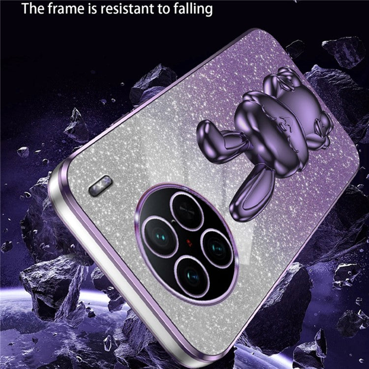 For vivo X90 Pro 5G Slim Case Rabbit Design PC+TPU Kickstand Phone Shell - Purple